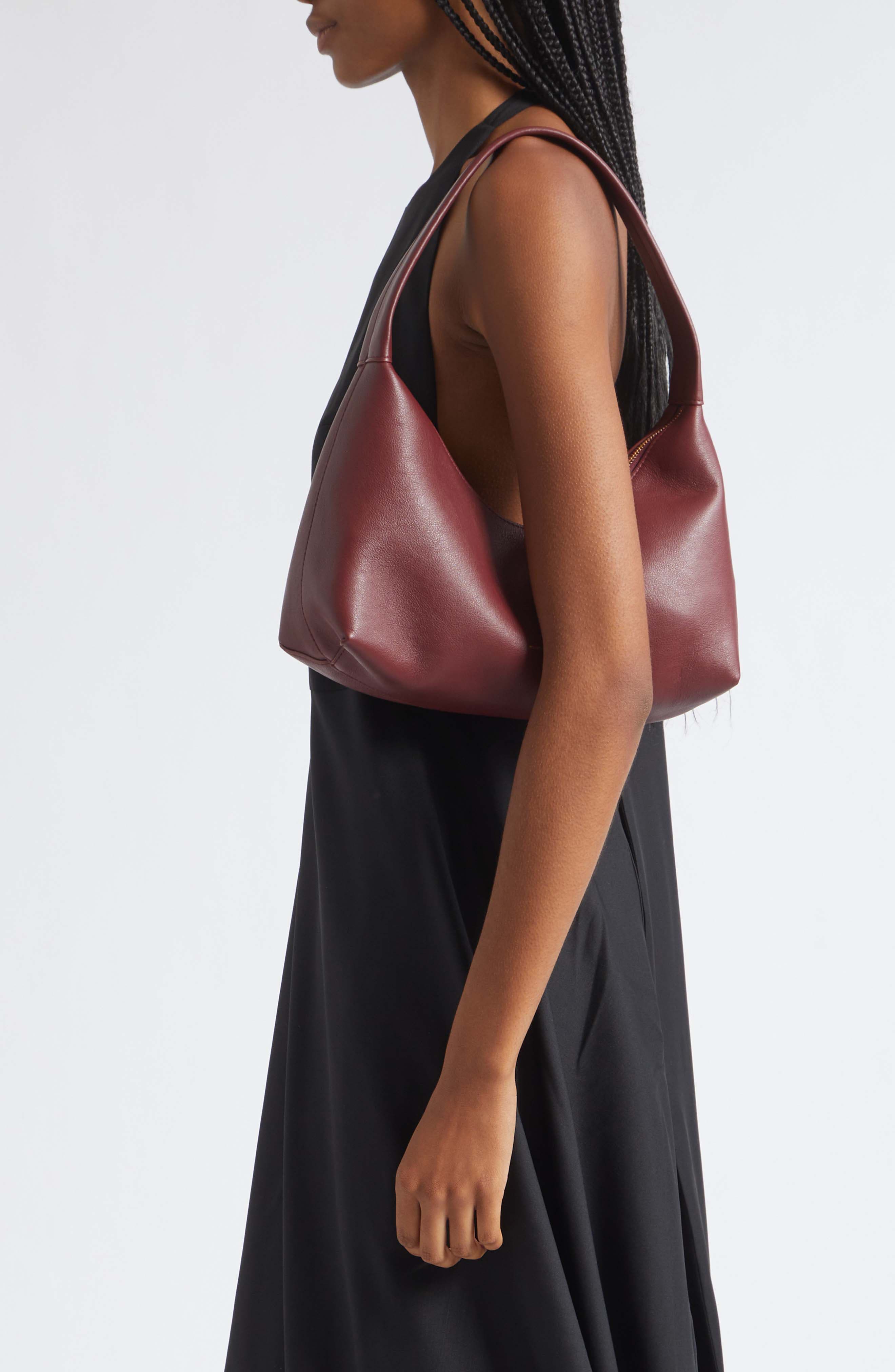 Candy Baguette Leather Shoulder Bag, Alternate, color, CLARET
