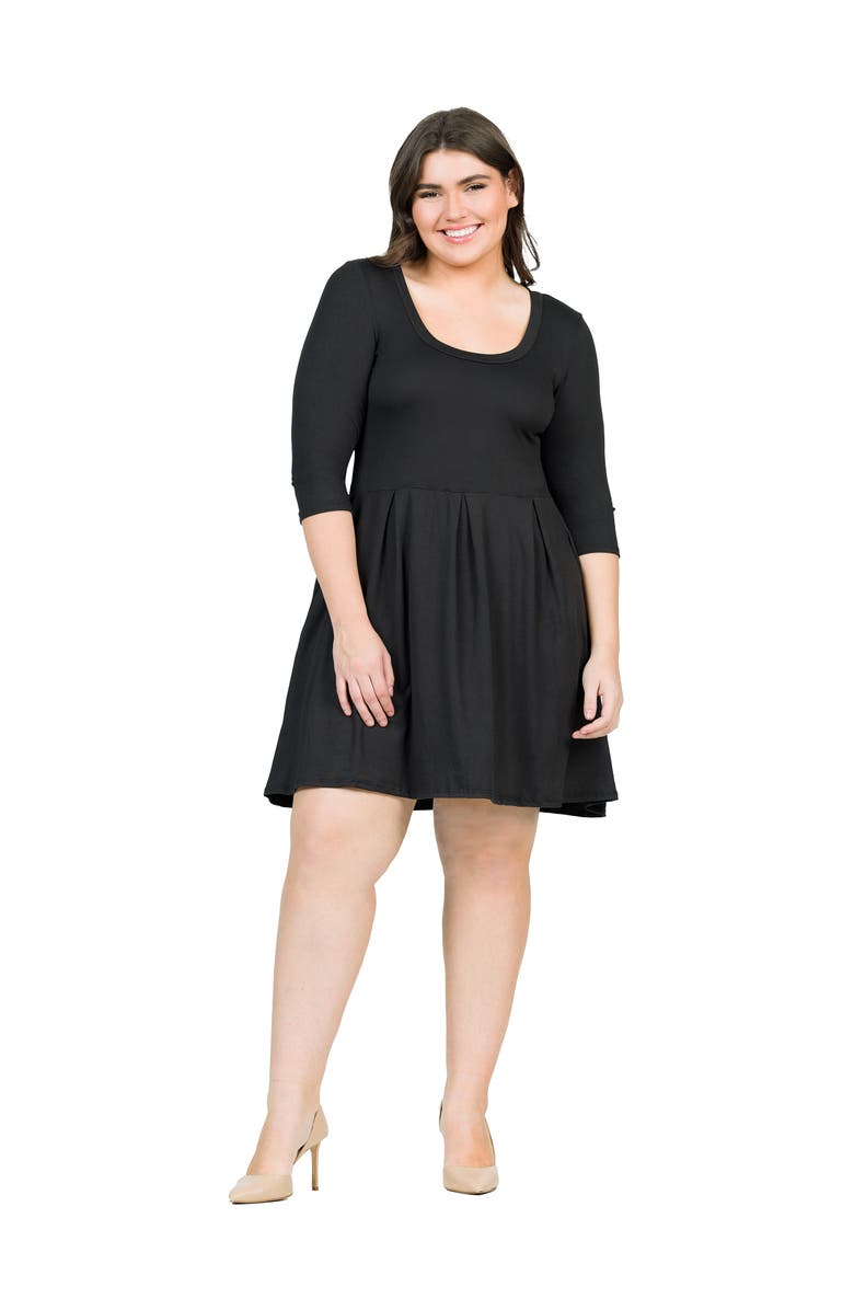24seven Comfort Apparel Plus Size Fit and Flare  Dress, Main, color, Black