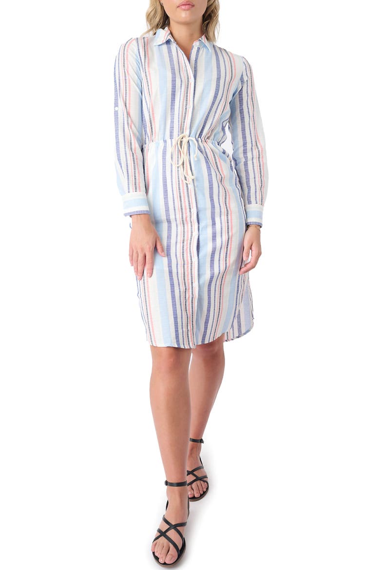 Stripe Long Sleeve Midi Shirtdress, Main, color, MULTI STR