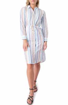 GIBSONLOOK Stripe Long Sleeve Midi Shirtdress