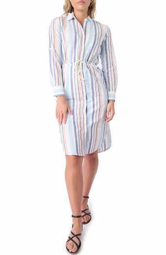 Stripe Long Sleeve Midi Shirtdress