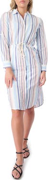 GIBSONLOOK Stripe Long Sleeve Midi Shirtdress