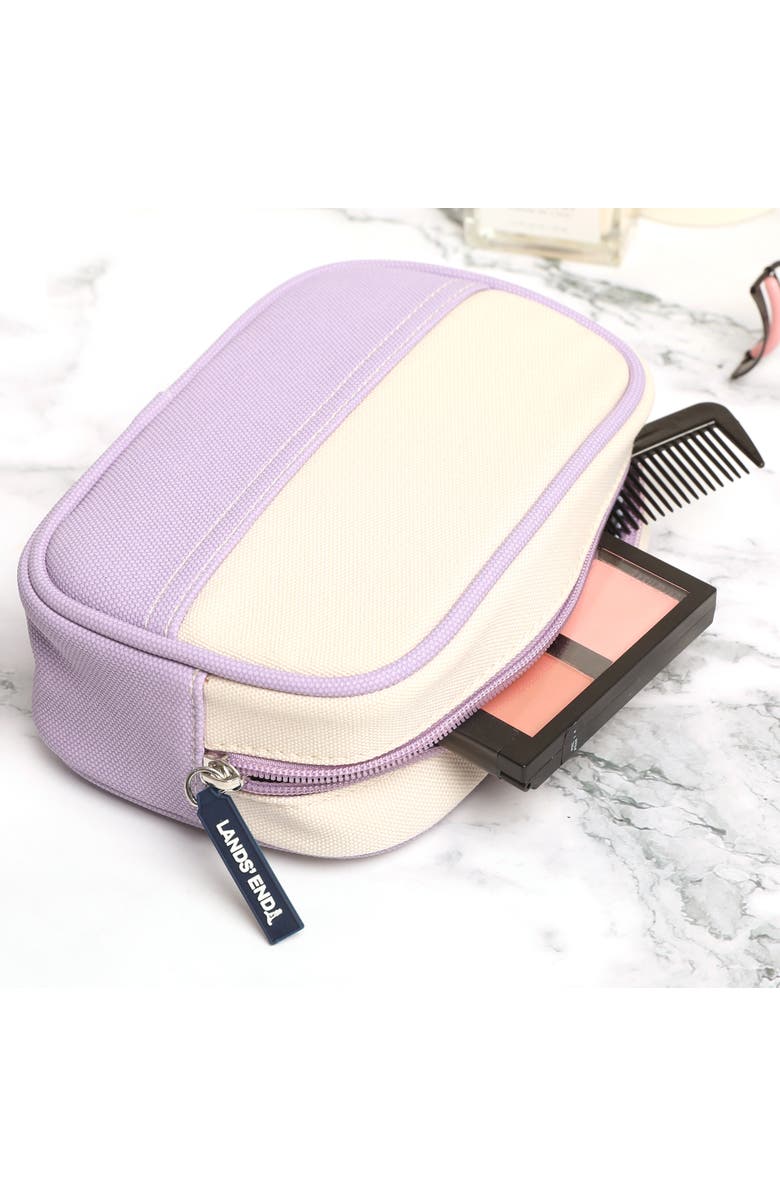 Lands' End Medium Rectangular Dopp Kit for Travel, Striped Canvas Toiletry Bag with Top Zip, Alternate, color, Lilac