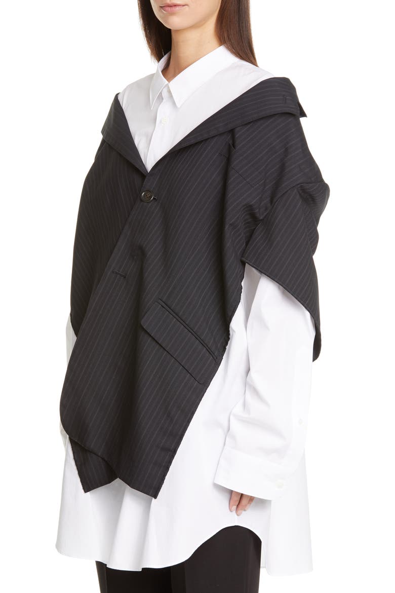 Layered Stripe Blazer Poplin Shirt, Alternate, color, NAVY/ GRAY/ WHITE