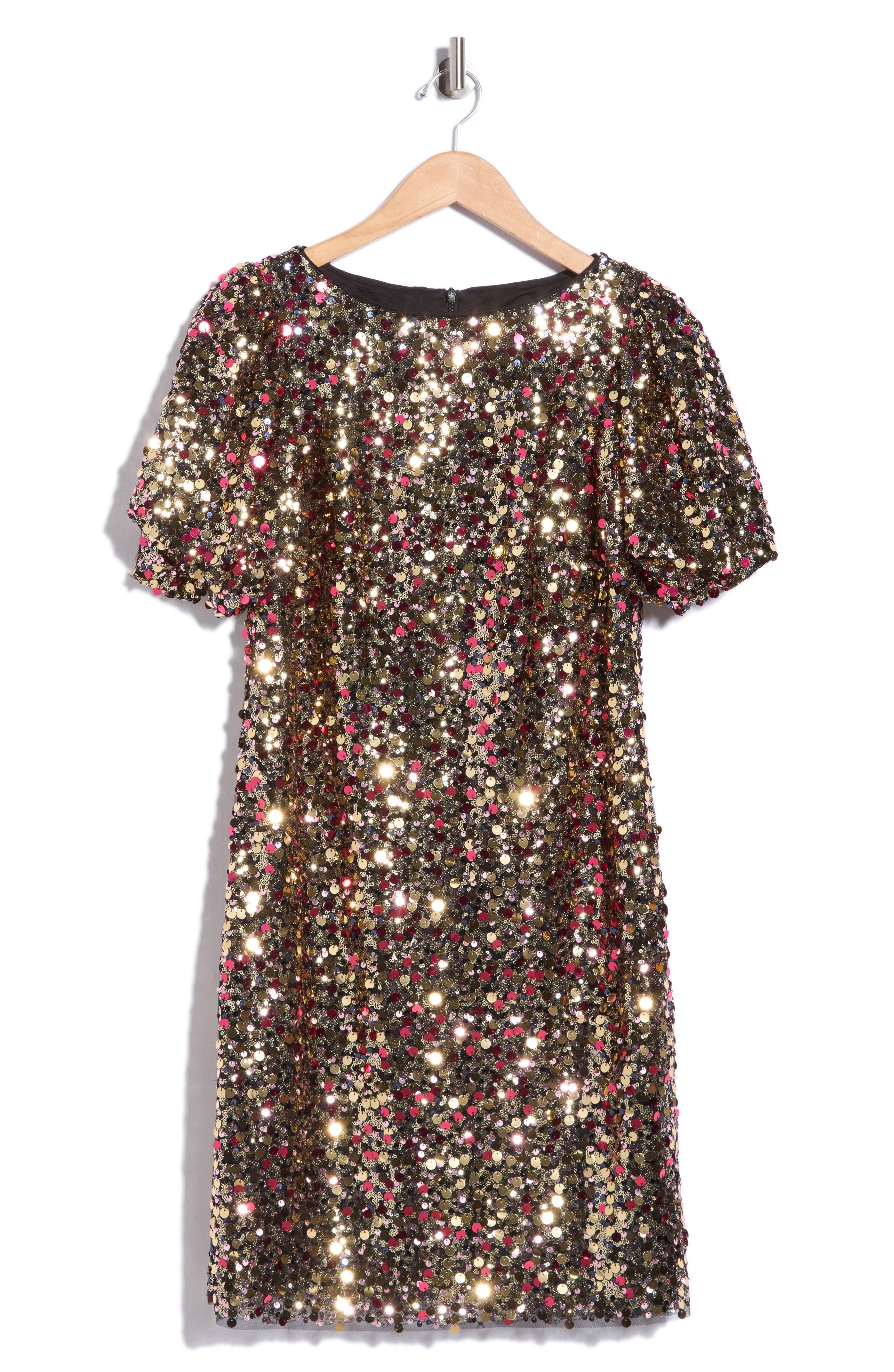 Eliza J Puff Sleeve Sequin Shift Minidress (Women) | Nordstromrack