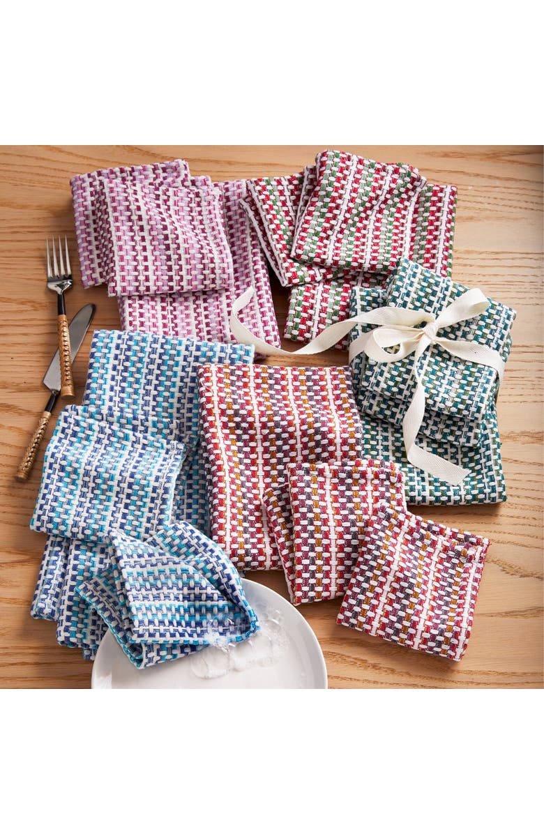 tag Variegated Purple Cotton Dishtowel and Cloth Set for Kitchen, Alternate, color, Purple