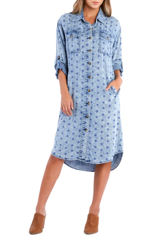 Billy T All Good Star Print Long Sleeve Denim Shirtdress in Star Rizz  product