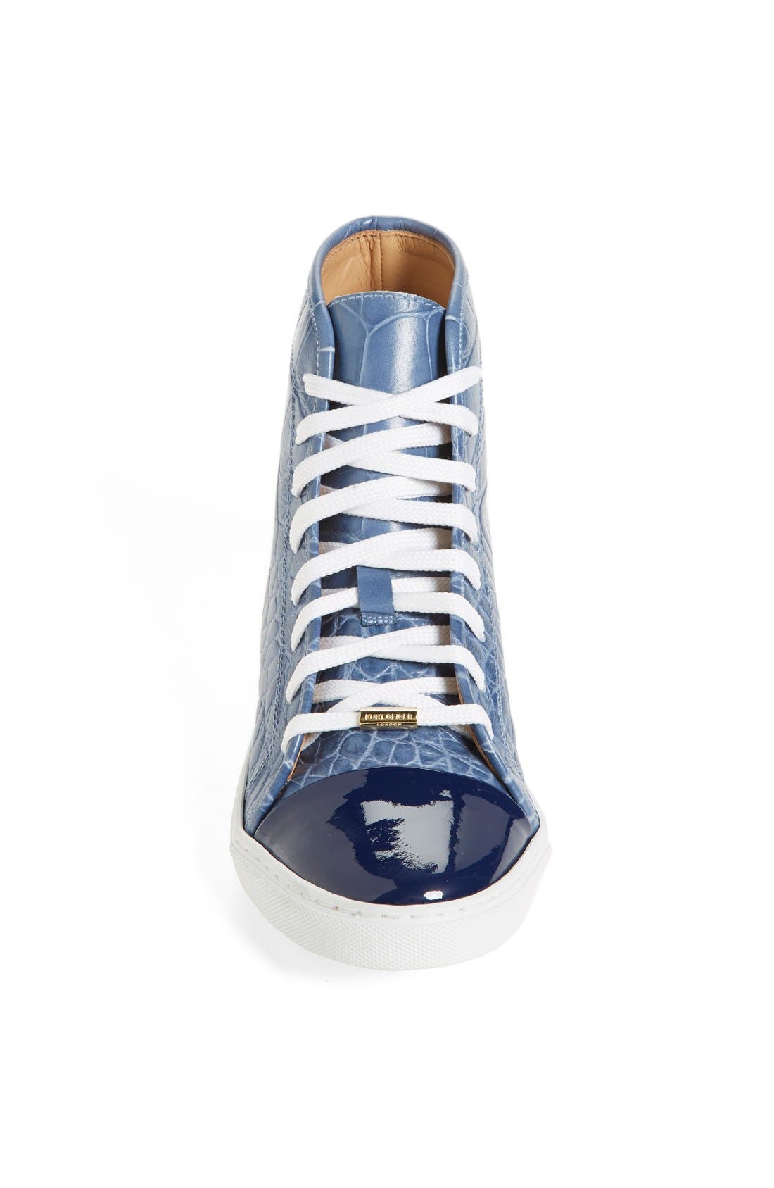 'Leemo' Croc Embossed Leather High Top Sneaker, Alternate, color, BLUE