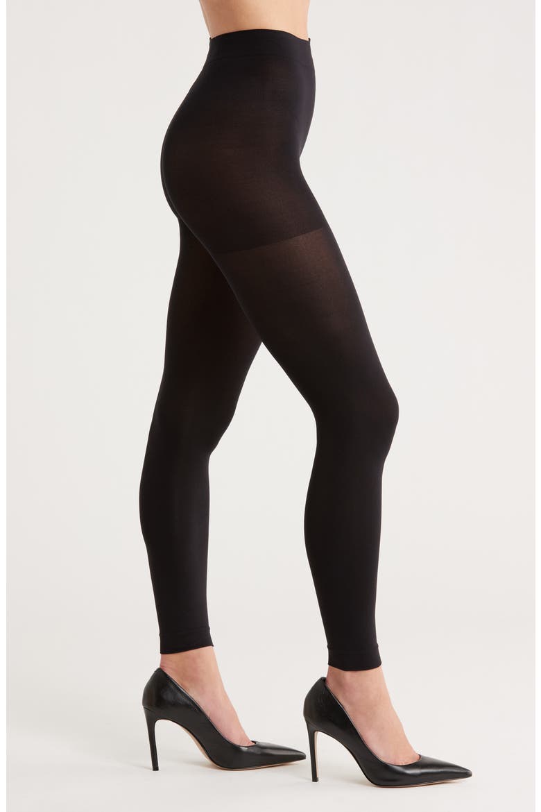 Super Opaque Control Top Footless Tights, Main, color, BLACK