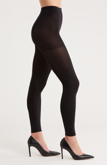 Hue Super Opaque Control Top Footless Tights In Black