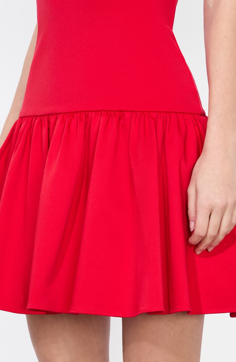 Alice + Olivia Oriana Strapless Mixed Media Minidress, Alternate, color, Bright Ruby