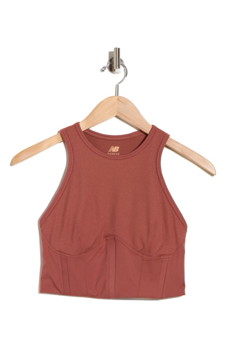 x Bandier Corset Tank, Alternate, color, BROWN