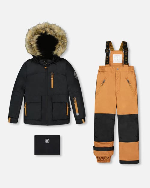 Deux Par Deux Two-piece Play Snowsuit With Contrast Jacket In Multi