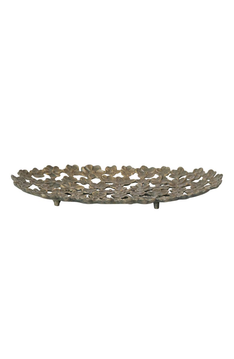 Storied Home Cast Aluminum Flower Tray with Cut-Outs, Antique Gold Finish, Main, color, Gold