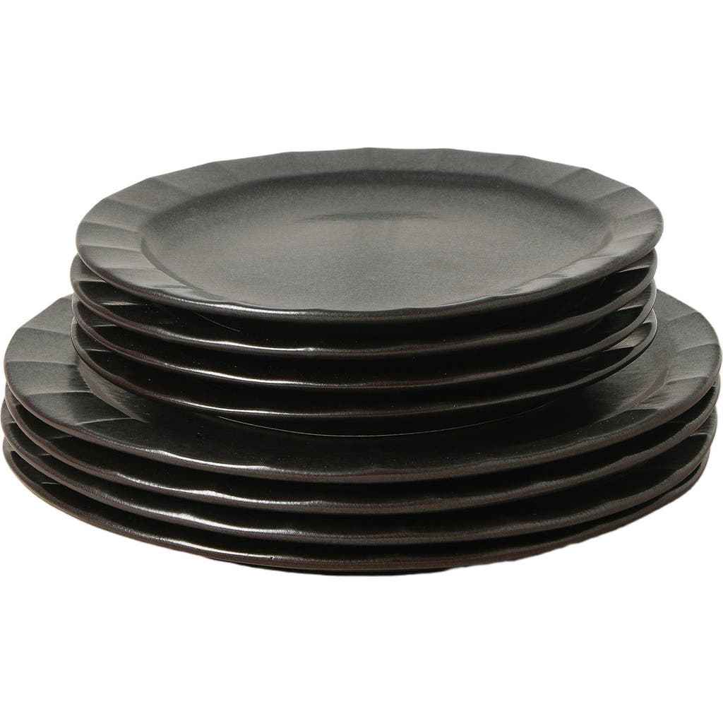 Stone Lain Oasis Stoneware 4-piece Dinner Plate Set In Black