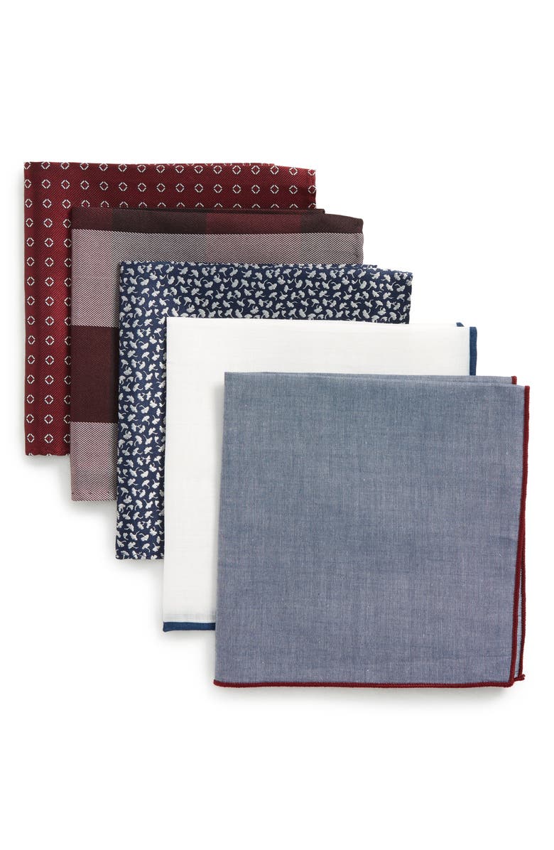 The Tie Bar 5-Pack Pocket Squares, Main, color, 