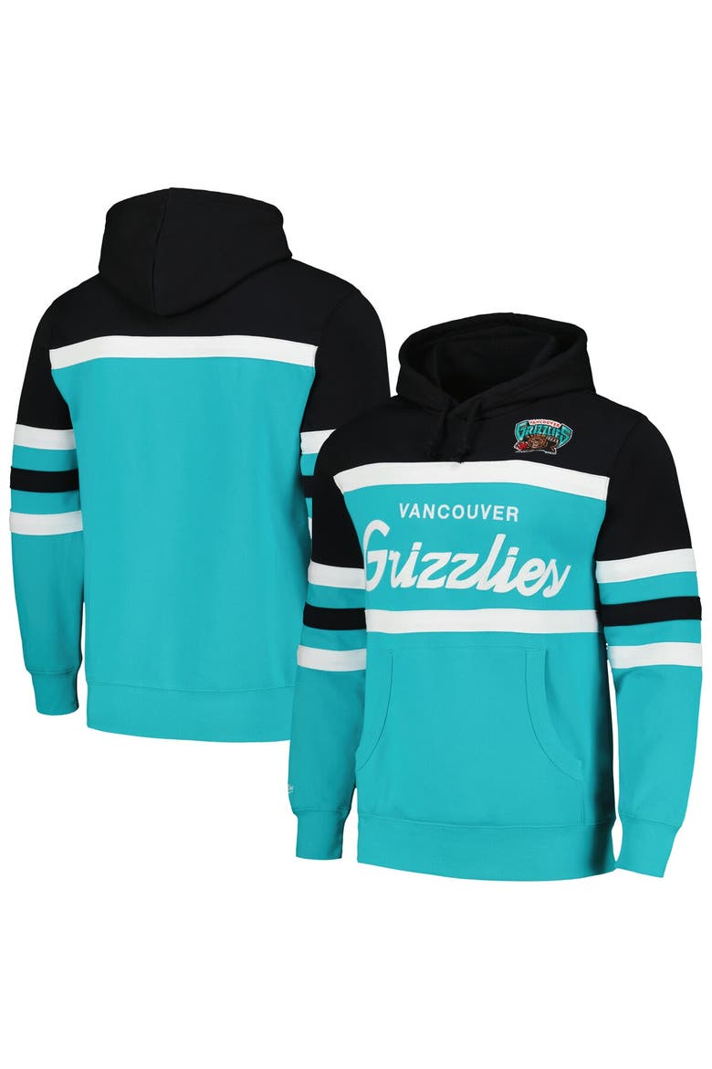 Men's Mitchell & Ness Turquoise/Black Vancouver Grizzlies Head Coach Pullover Hoodie, Main, color, Turquoise