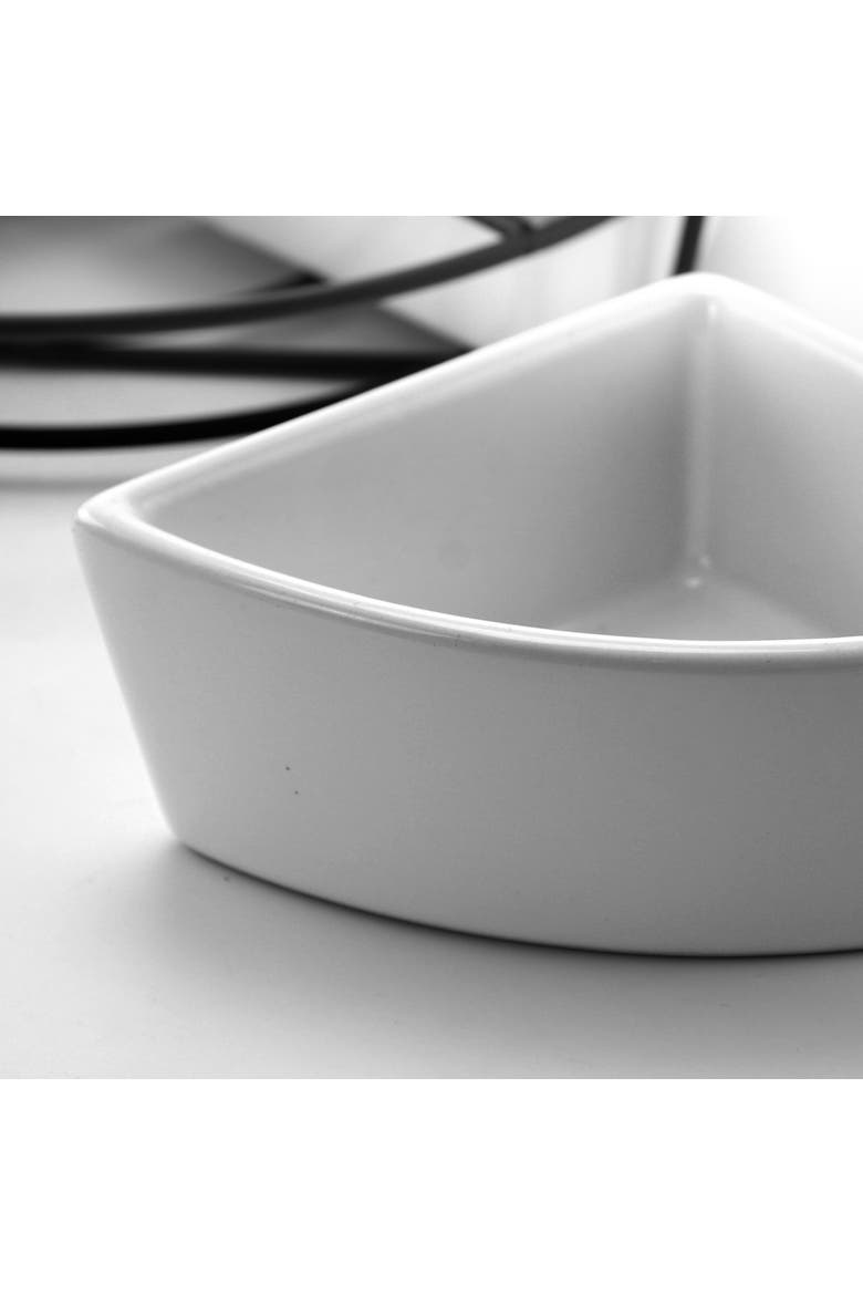 Gracious Fine Ceramic Dining Four Section Tray Set with Metal Rack, Alternate, color, White