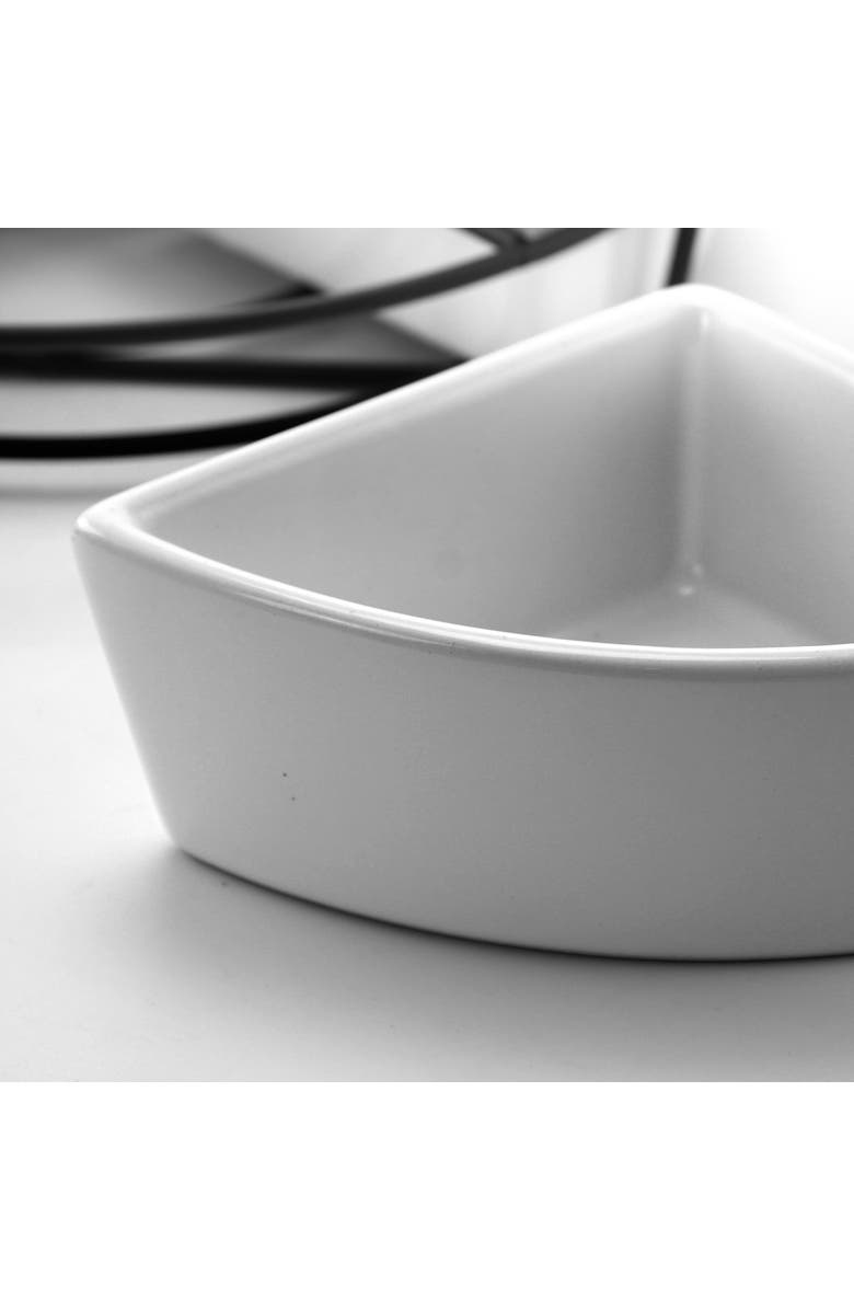 Gibson Gracious Fine Ceramic Dining Four Section Tray Set with Metal Rack, Alternate, color, White