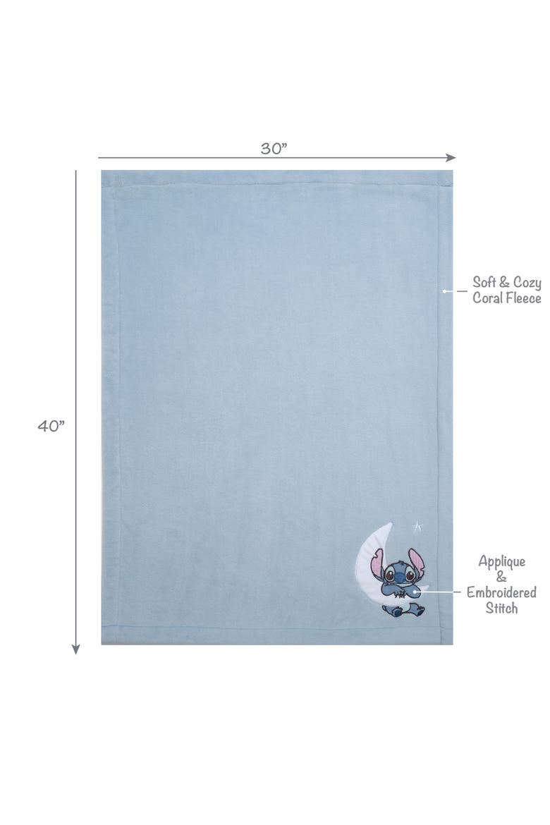Disney Stitch Soft Fleece Appliqued Baby Blanket, Alternate, color, Blue