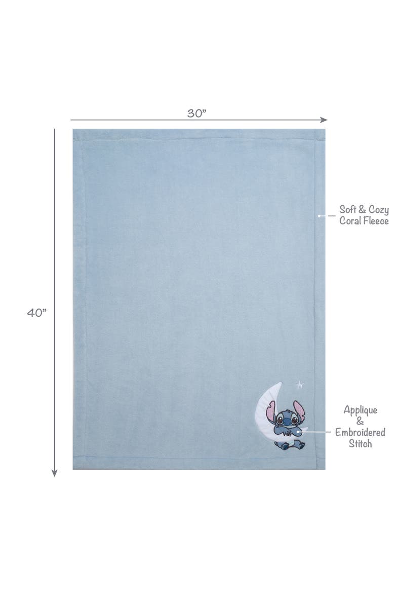 Bedtime Originals Disney Stitch Soft Fleece Appliqued Baby Blanket, Alternate, color, Blue