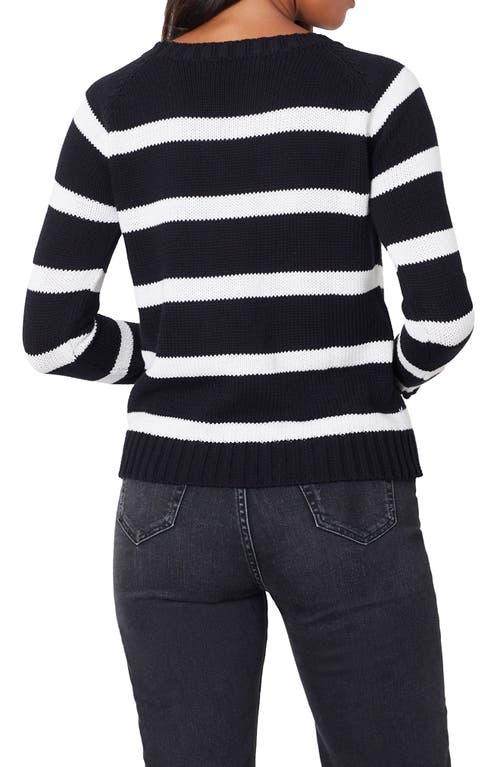 Paneros Clothing Sloane Stripe Cotton Crewneck Sweater In Black Stripe