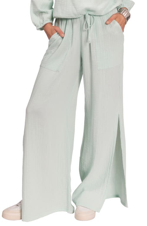 Everyday Ritual Riley Cotton Gauze Split Hem Pants in Mint 