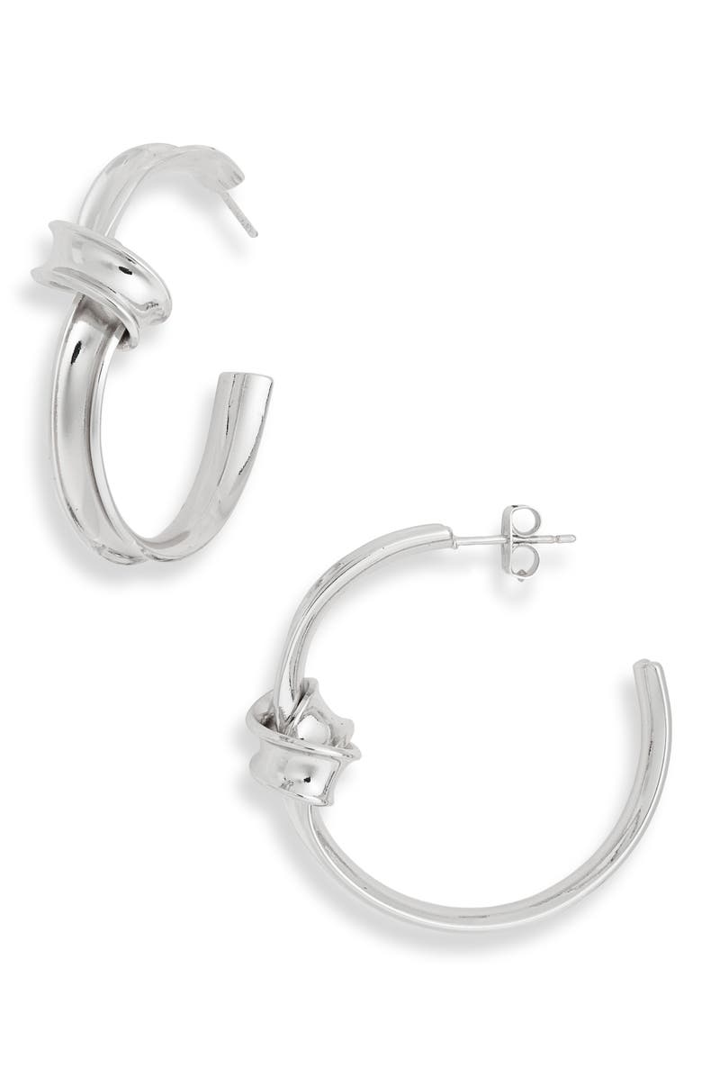 NORDSTROM RACK Twisted Knot Hoop Earrings, Main, color, Silver