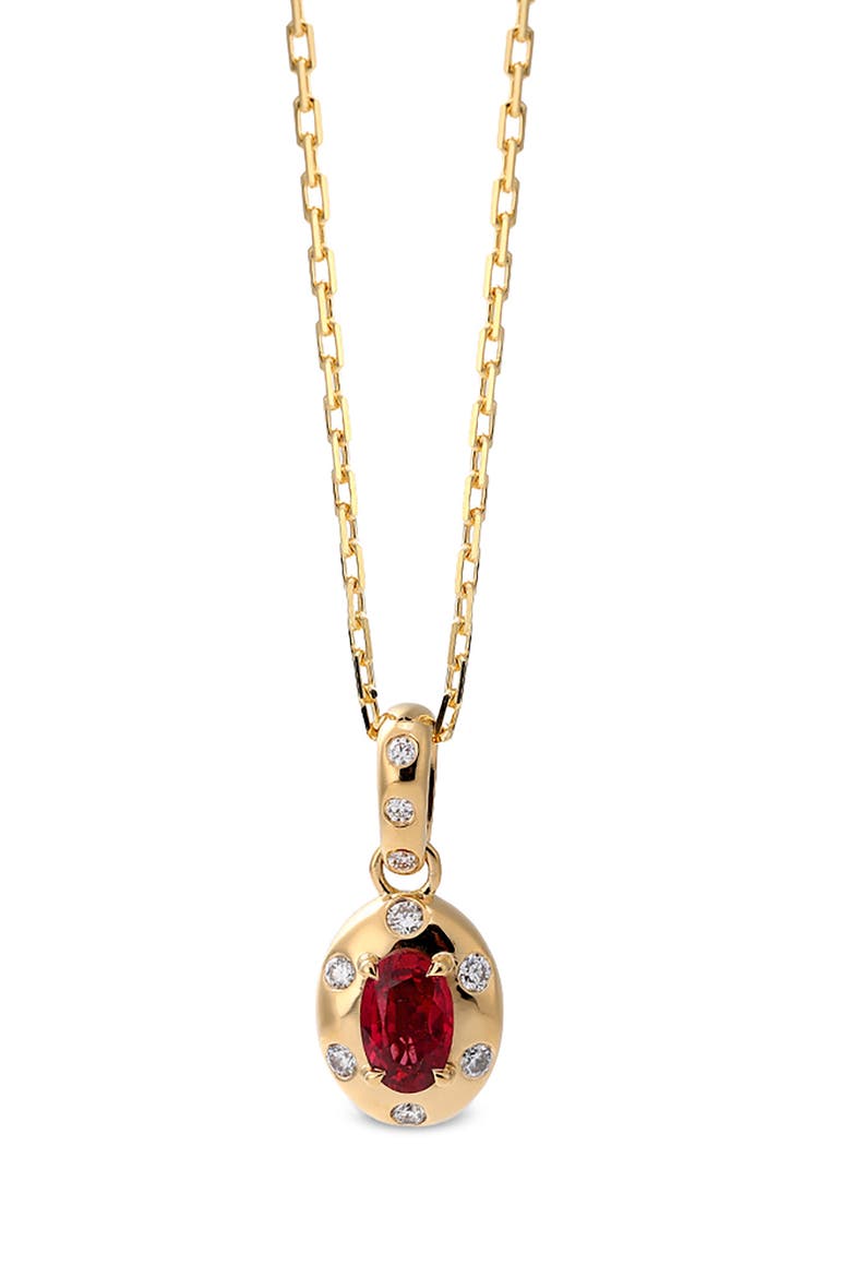 Aurum Petite Oval Pendant Necklace, Main, color, RUBY
