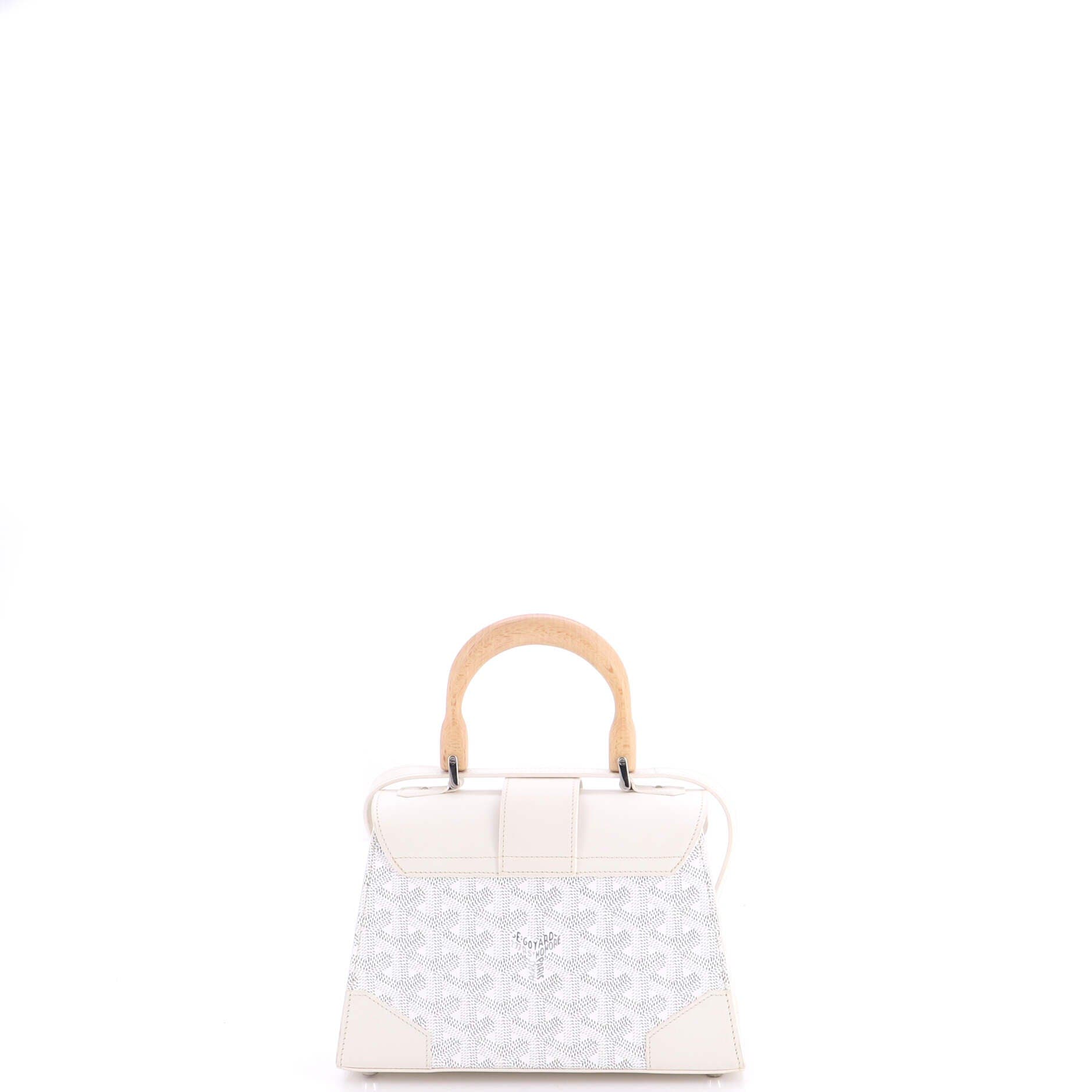 Structured Saigon Top Handle Bag Coated Canvas with Leather Mini, Alternate, color, White
