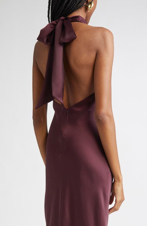 Ramy Brook Tatiana Halter Neck Satin Gown In Red