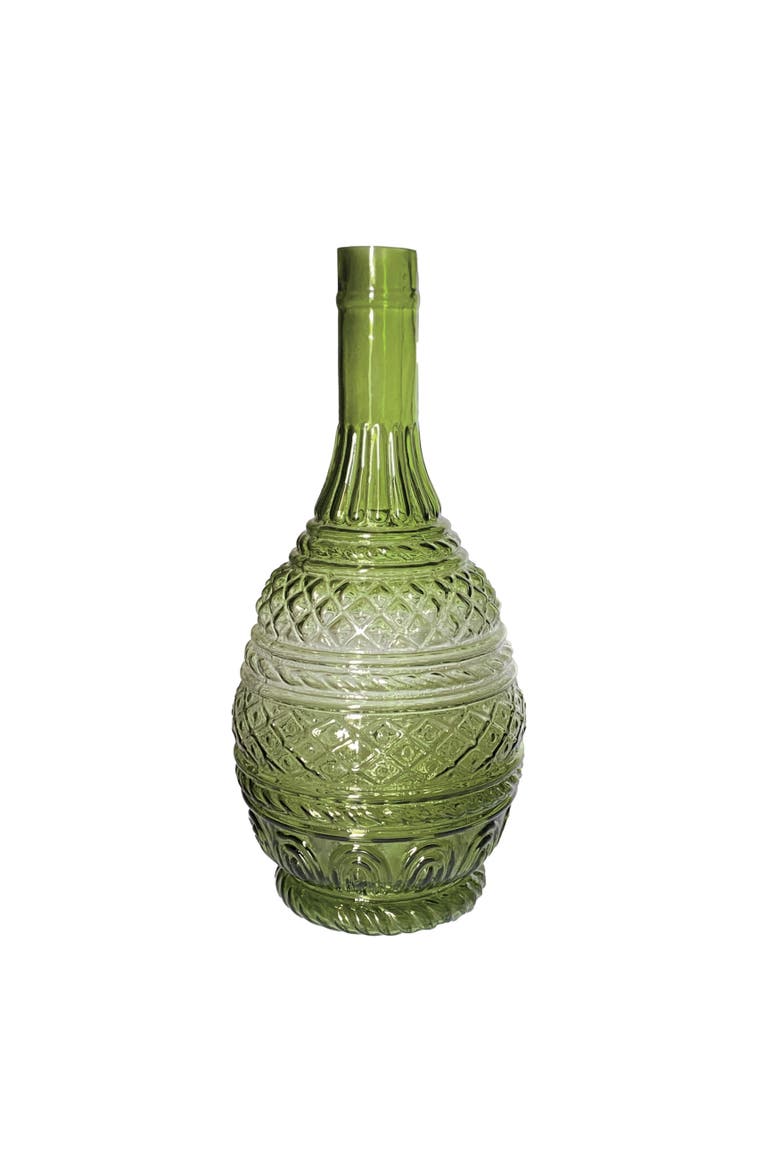 Artisan Embossed Glass Vase, Main, color, Green