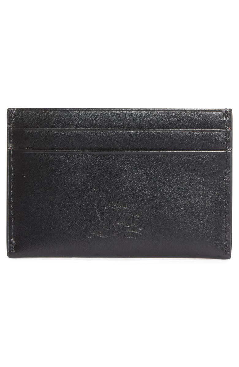 Christian Louboutin Bettina Leather Card Case, Alternate, color, Black/ Gold