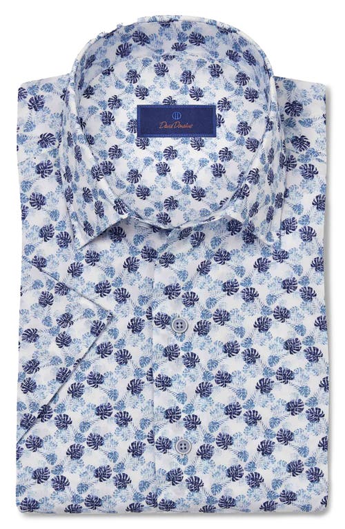 David Donahue Tropical Print Short Sleeve Shirt In Blue