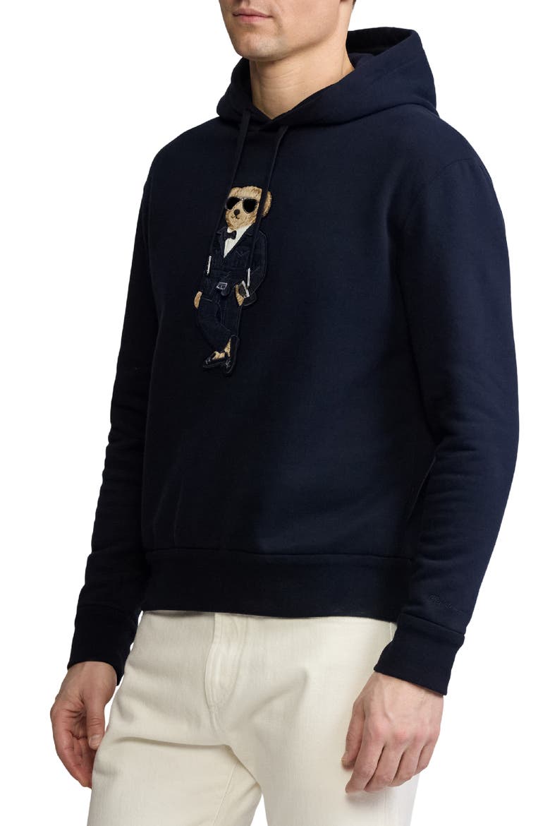 Polo Bear Appliqué Fleece Hoodie, Alternate, color, CLASSIC CHAIRMAN NAVY