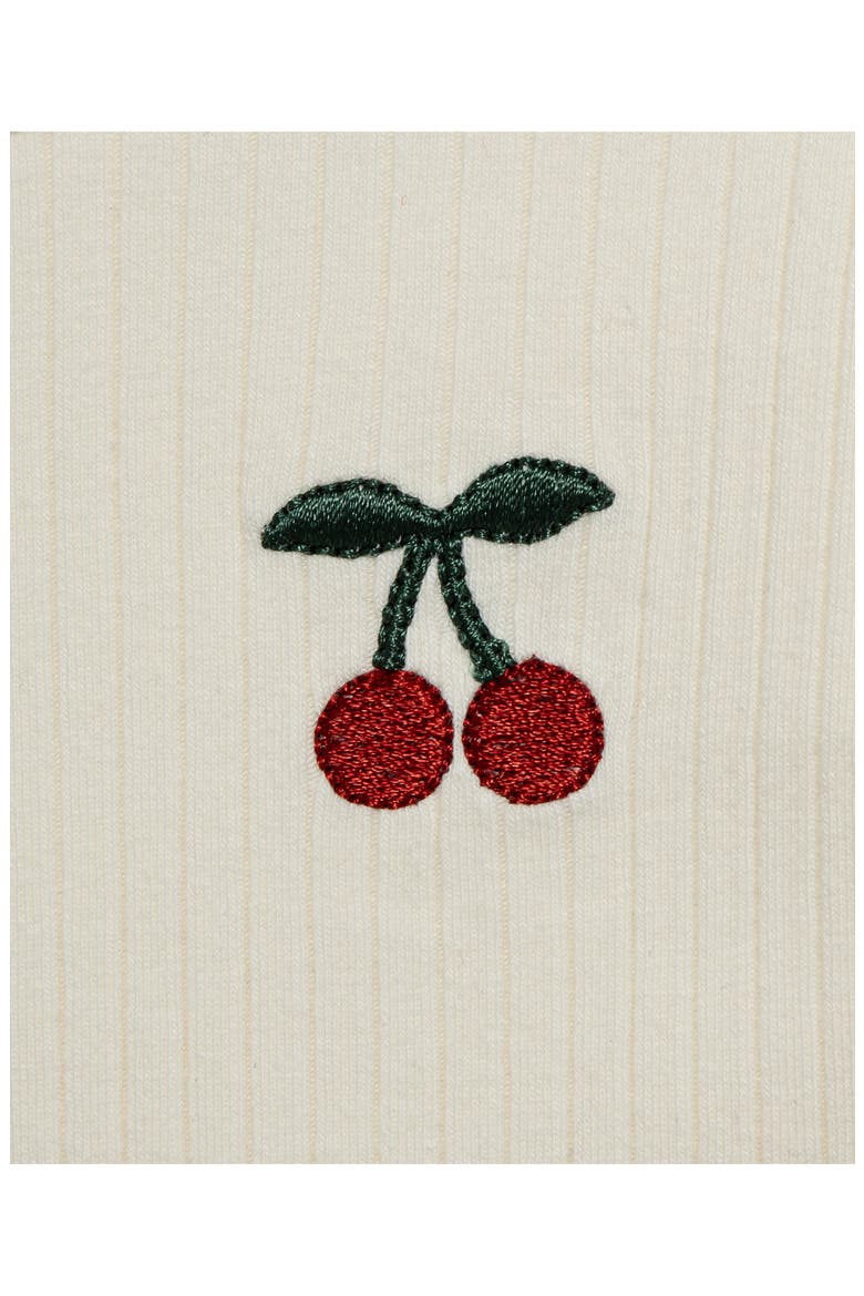 Cherry 3-Piece Rib Top, Knit Pants and Fleece Jacket Set, Alternate, color, OFF WHITE PRINT