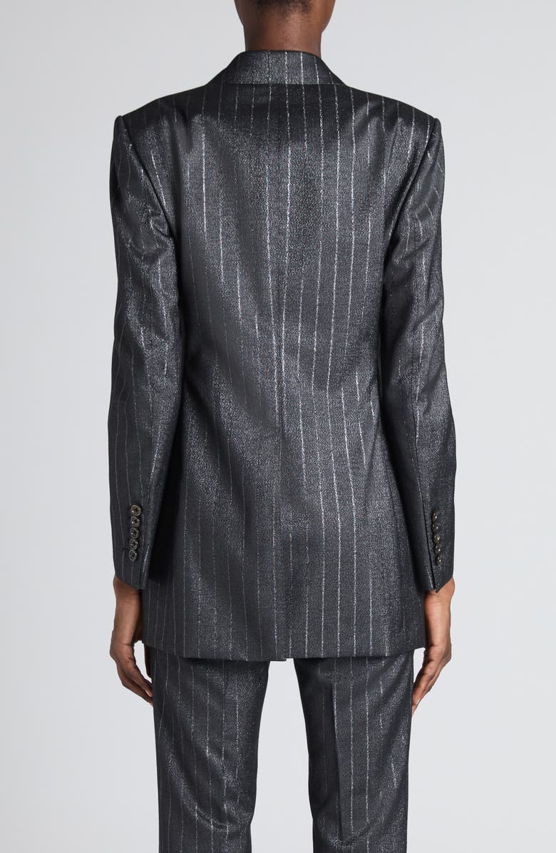 TOM FORD Metallic Stripe Wool Blend Blazer, Alternate, color, Dark Silver