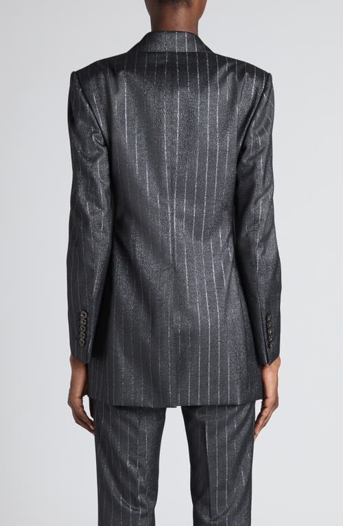 Tom Ford Single Breasted Wool Flannel Jacket With Stripes In Dark Silver