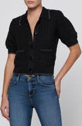 L'AGENCE Novalie Waffle Stitch Short Sleeve Cardigan