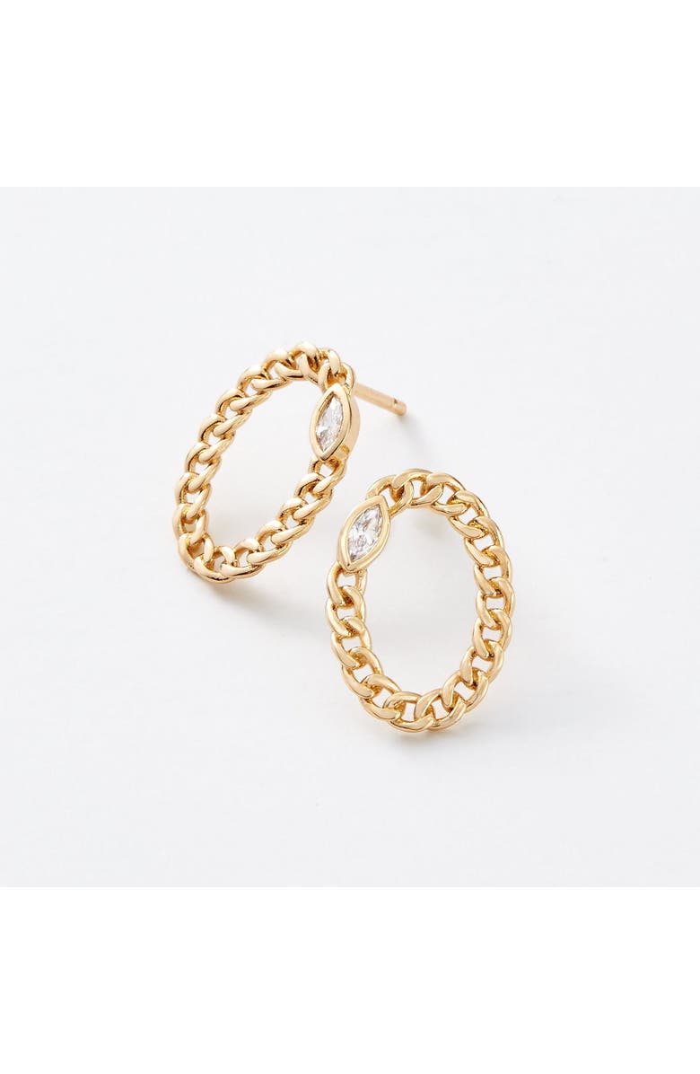 Sara Patino Cassia Curb Chain Oval Studs, Main, color, Gold
