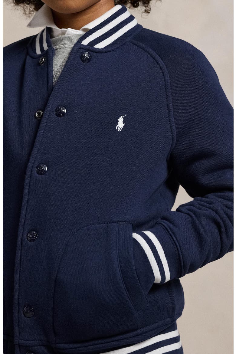 Kids' Fleece Snap-Up Jacket, Alternate, color, REFINED NAVY