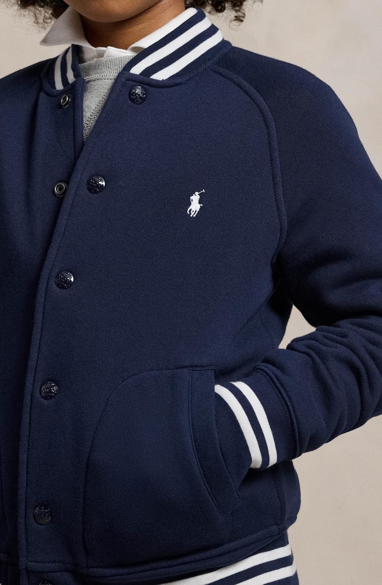 Polo Ralph Lauren Kids' Fleece Snap-Up Jacket, Alternate, color, Refined Navy