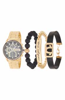True Religion 4-Piece Round Chronograph Watch & Bracelet Set