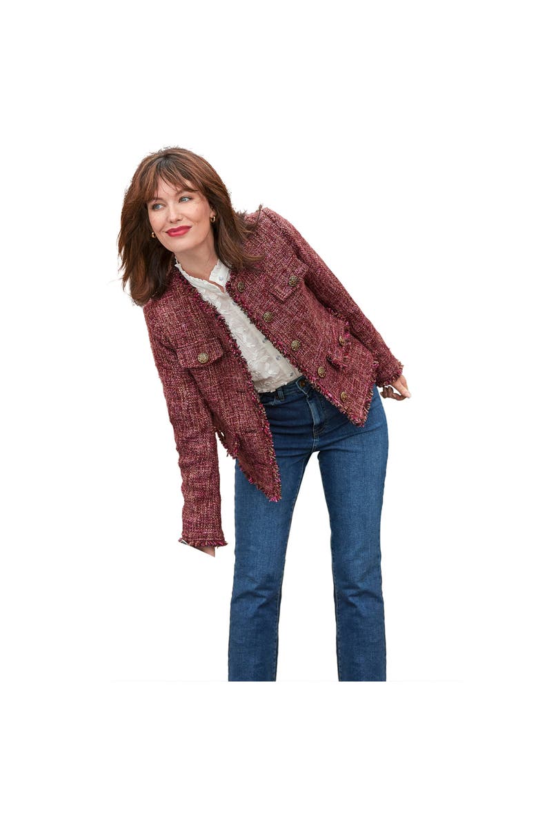 Joe Browns Chic Tweed Lady Jacket, Main, color, Berry Tweed