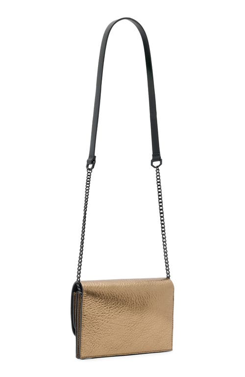 Allsaints Etta Metallic Leather Clutch Bag In Gold