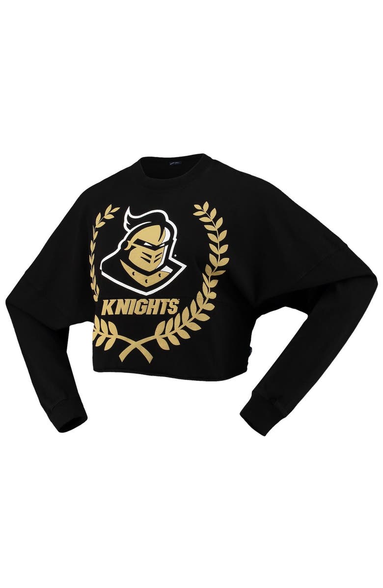 SPIRIT JERSEY Women's Black UCF Knights Laurels Crop Long Sleeve T-Shirt, Alternate, color,