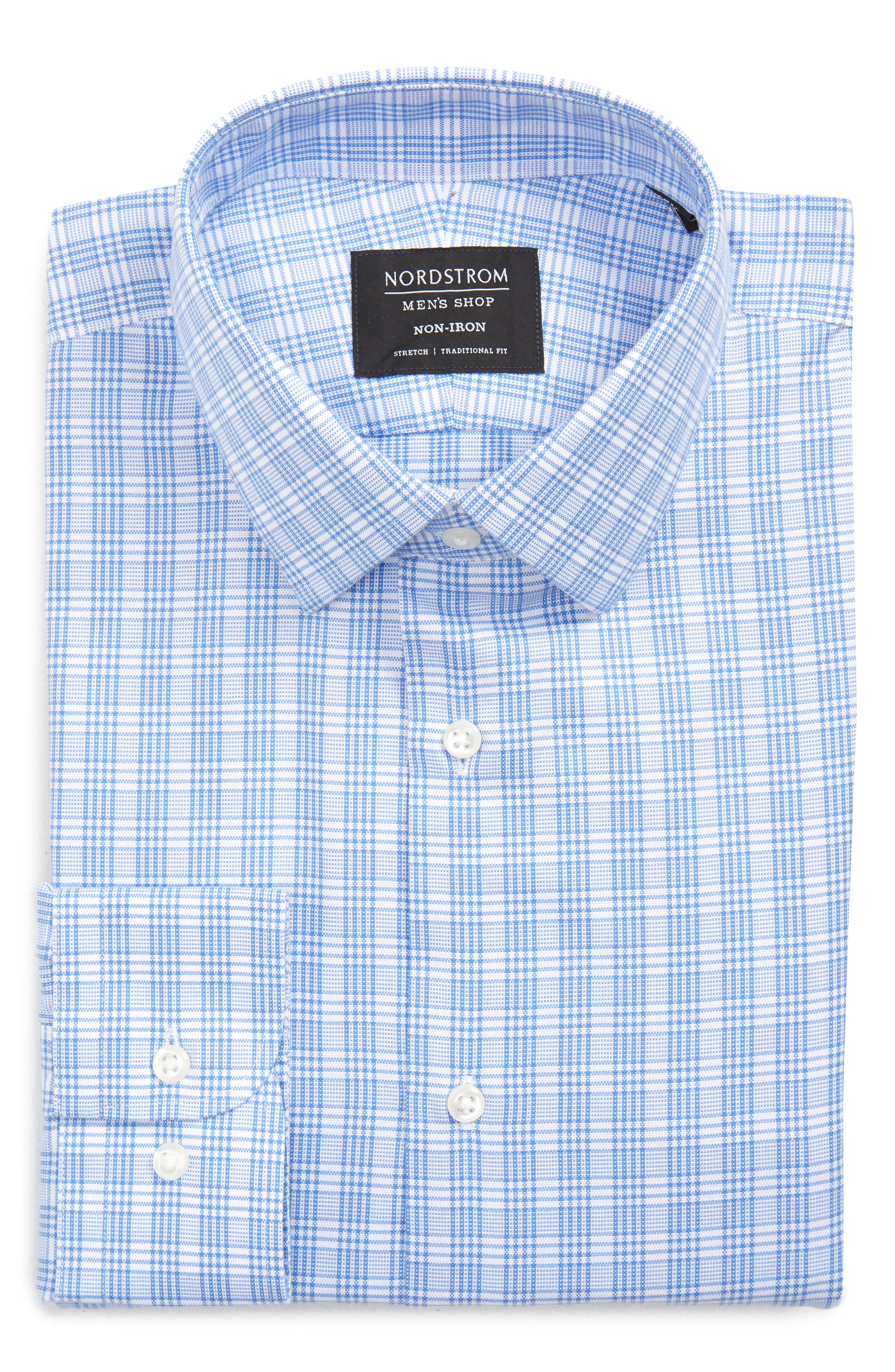 Nordstrom Traditional Fit Non-Iron Plaid Stretch Dress Shirt (Men ...
