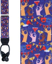 Trafalgar Toast The Night Away Silk Button End Suspenders