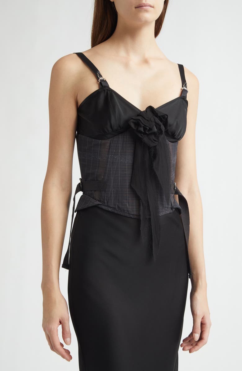 Meruert Tolegen Plaid Corset, Alternate, color, Black Artisinal Plaid