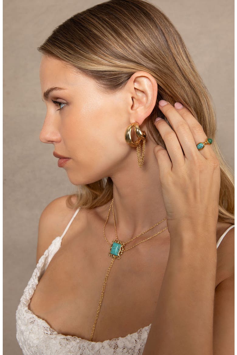Mirage Chain Hoop Earrings, Alternate, color, GOLD